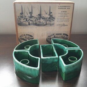McFarlin Potteries Californian Flower Set Candle Holders Floral Centerpiece 5pc